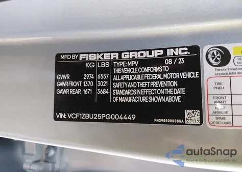 2023 Fisker Ocean One z USA, uszkodzony, nr VIN VCF1ZBU25PG004449